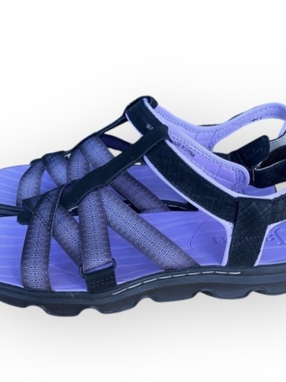 Purple and Black Strappy Outdoor Sandals